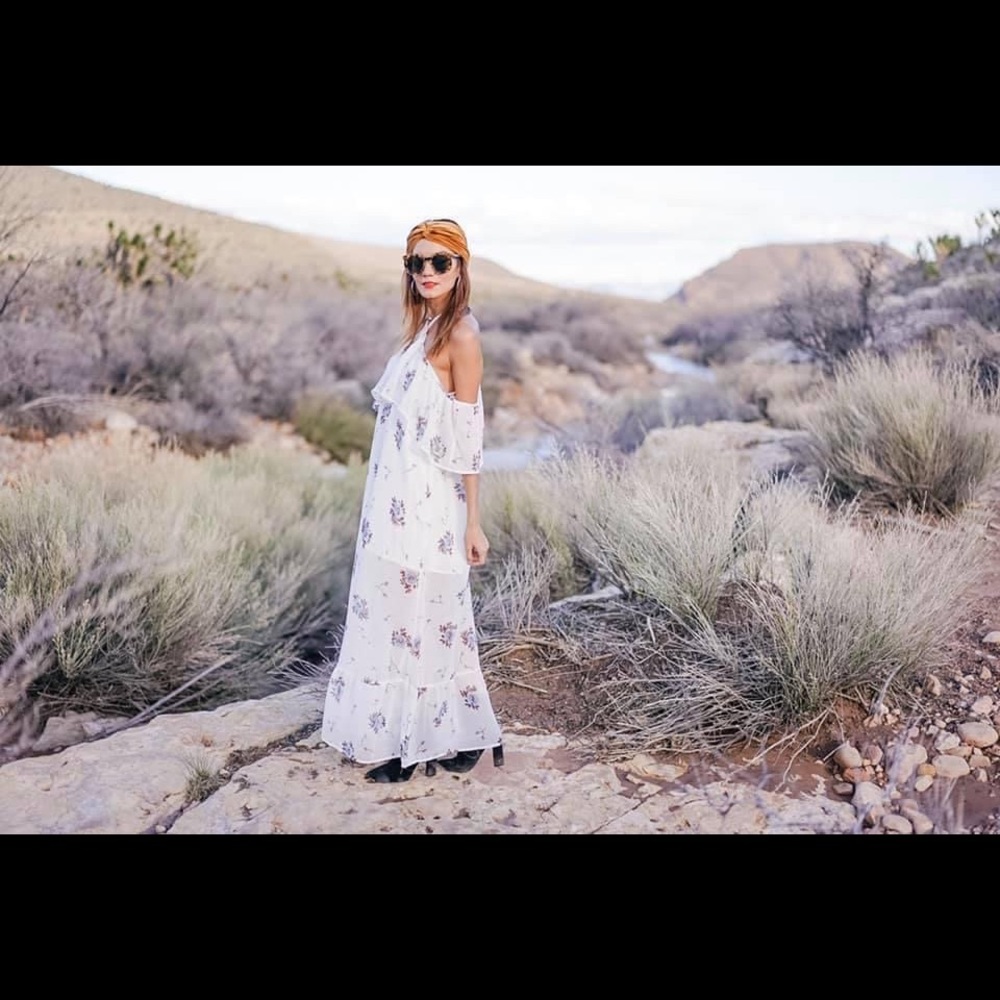 White Shear Floral Dress